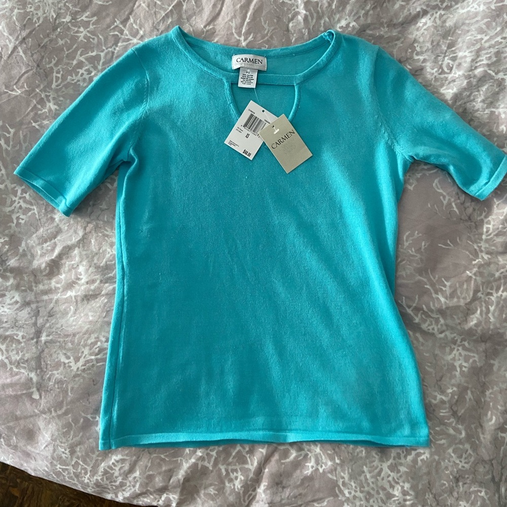 Carmen teal top short sleeves xs